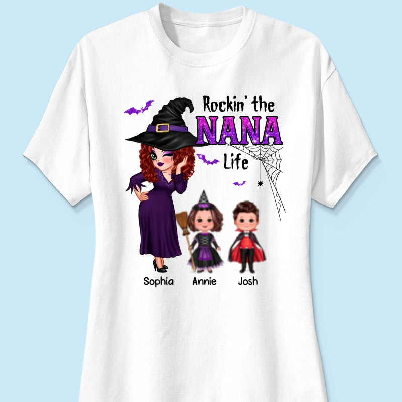 Pretty Grandma Halloween Rockin‘ The Grandma Mom Auntie Life Personalized Shirt