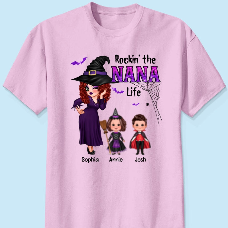 Pretty Grandma Halloween Rockin‘ The Grandma Mom Auntie Life Personalized Shirt
