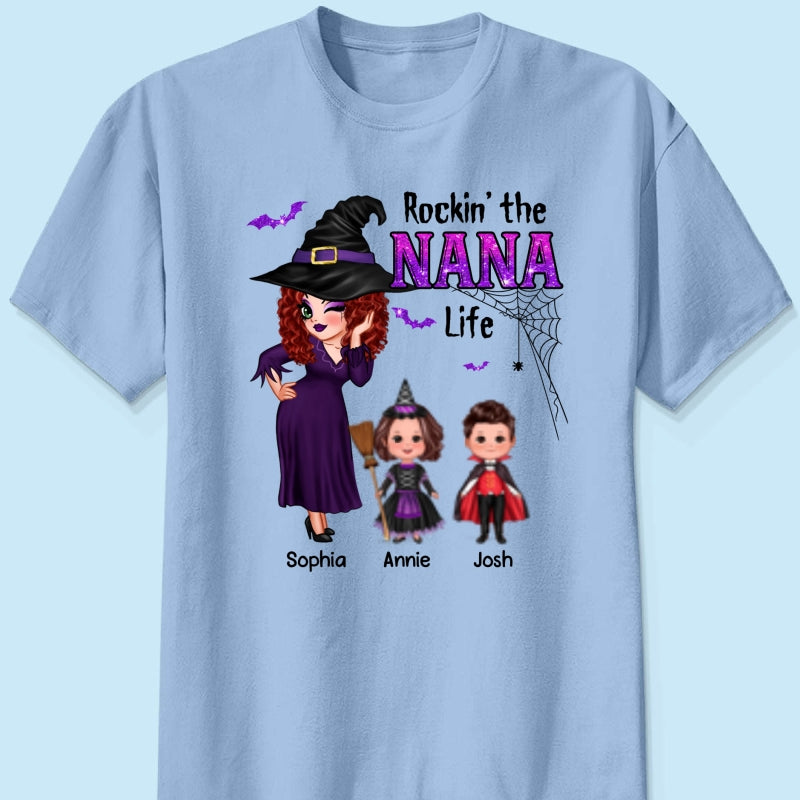 Pretty Grandma Halloween Rockin‘ The Grandma Mom Auntie Life Personalized Shirt