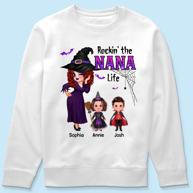 Pretty Grandma Halloween Rockin‘ The Grandma Mom Auntie Life Personalized Shirt
