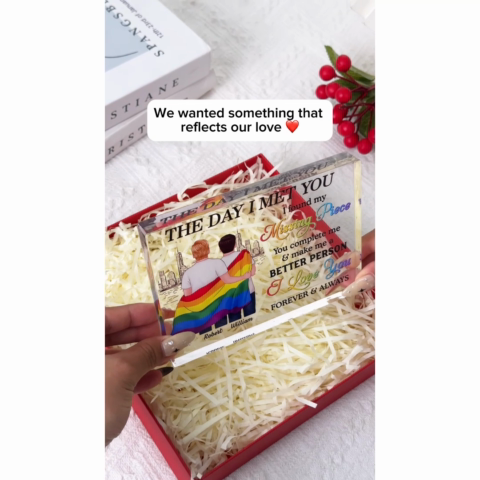 Pride Month LGBT Couple The Day I Met You Personalized Rectangle Acrylic Block Plaque, Gift For Couple