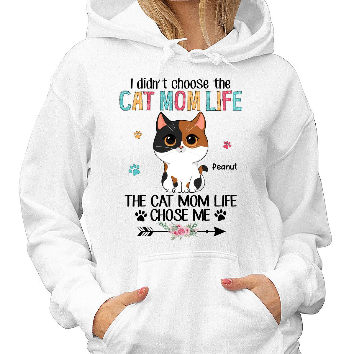 Cat Mom Life Chose Me Cute Cat Vector Personalized Shirt