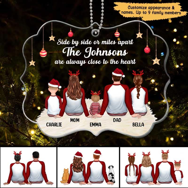 Pajamas Family Side By Side In House Personalized Acrylic Ornament