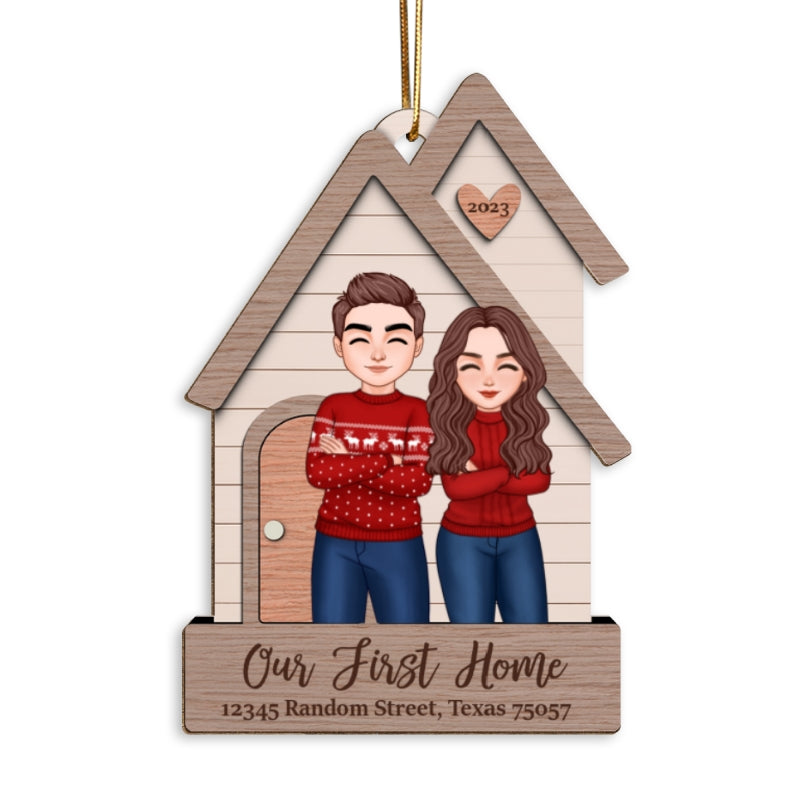 Our First Home Christmas Cool Couple Housewarming Gift Personalized Wooden Ornament