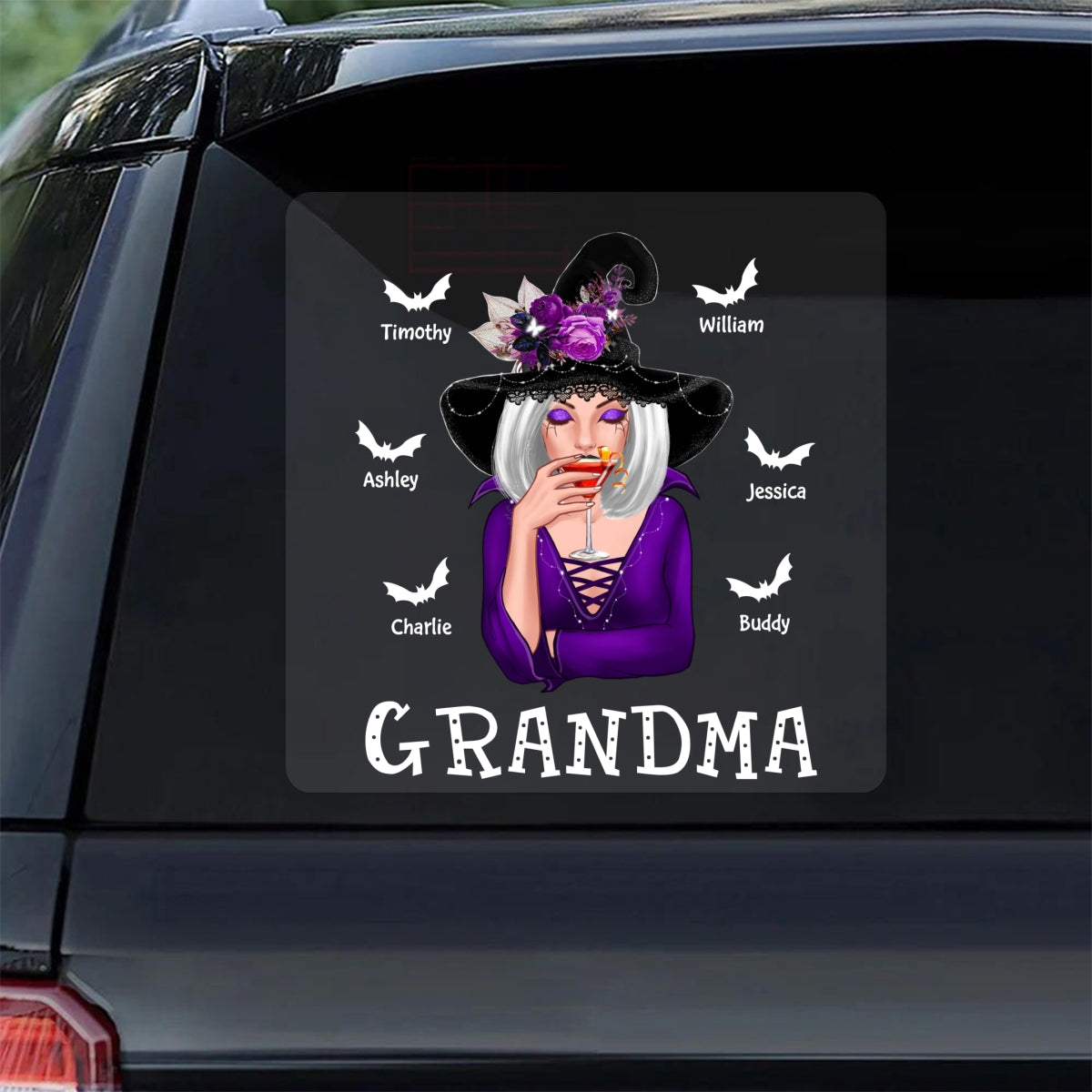 Halloween Witch Mom Grandma Personalized Decal, Halloween Decoration