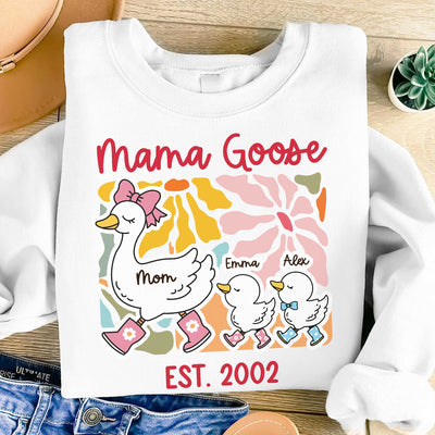 Mama Goose Grandma Goose & Kids Colorful Floral Personalized Shirt