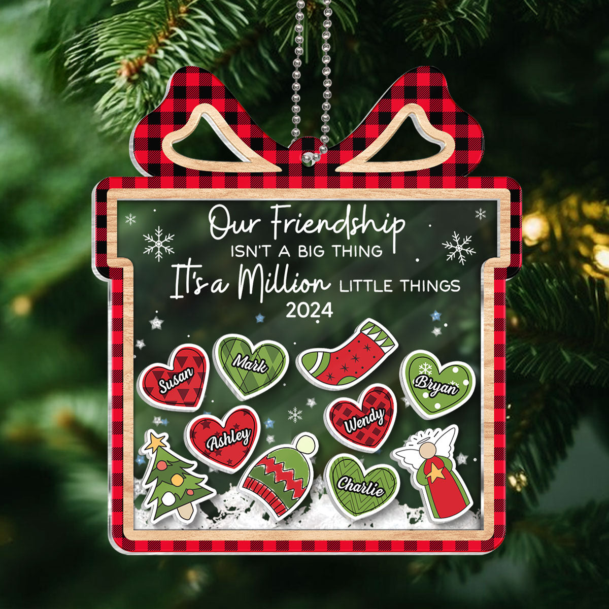 Our Friendship Is A Million Little Things Personalized Shaker Ornament, Christmas Gift For Besties, Best Friends, BFF
