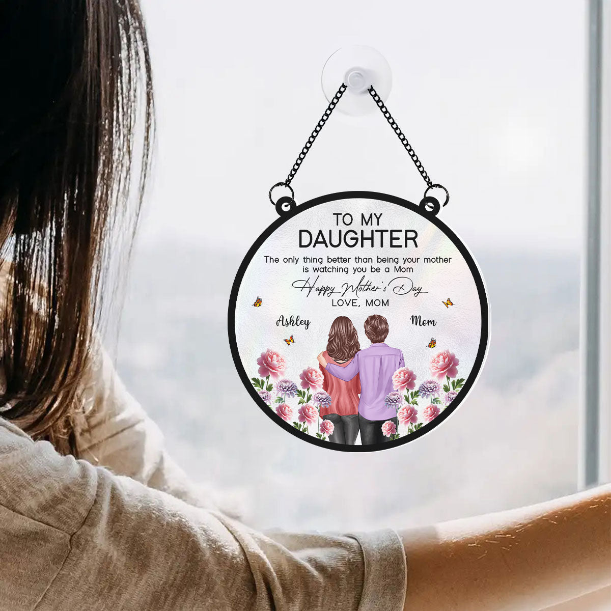 To My Daughter From Mom Happy Mother's Day Birth Flower Personalized Suncatcher, Gift For Daughter