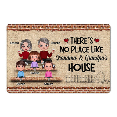 No Place Like Grandparents Grandma Grandpa Brick Wall Personalized Doormat