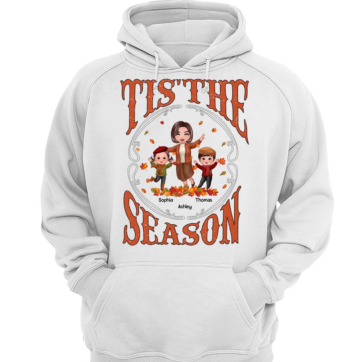 Tis' The Season Happy Grandma & Grandkids Fall Season Personalized Shirt