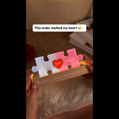 Love Is The Piece That Holds Us Together Couple Name Puzzle LED Night Light, Personalized Romantic Home Bedroom Decor For Couples,   Gifts For Her, For Him