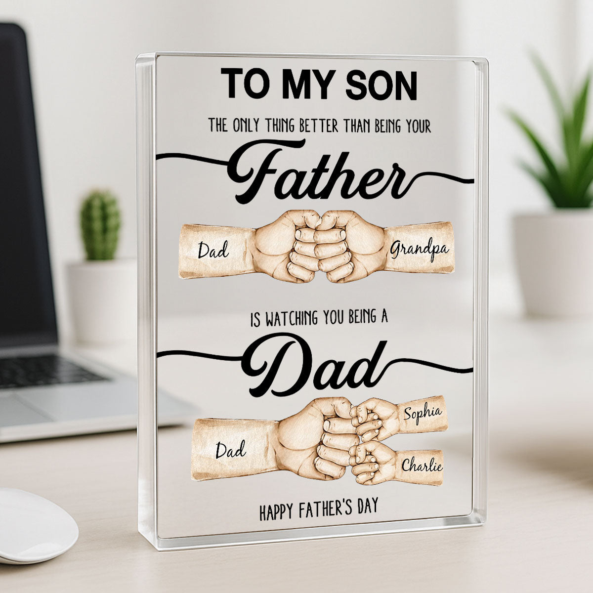 The Only Thing Better Than Being Your Father Fist Bump Personalized Acrylic Block, Father's Day gift for Son from Dad