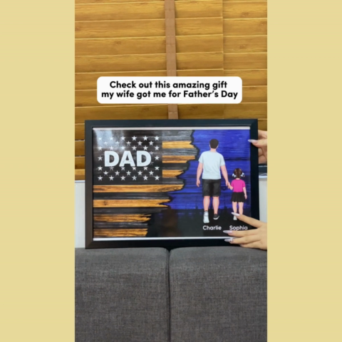 Dad Grandpa Papa Walking With Kids Half Nation Flag - Personalized Poster - Gift For Dad, Gift For Husband, Gift For Grandpa
