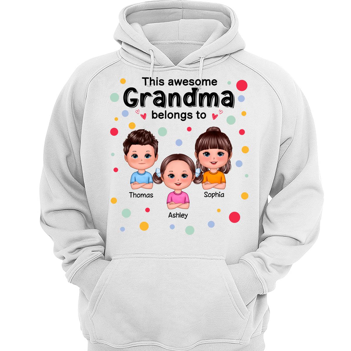This Mom Grandma Dad Grandpa Belongs To Cute Doll Kids Colorful Dot Personalized Shirt