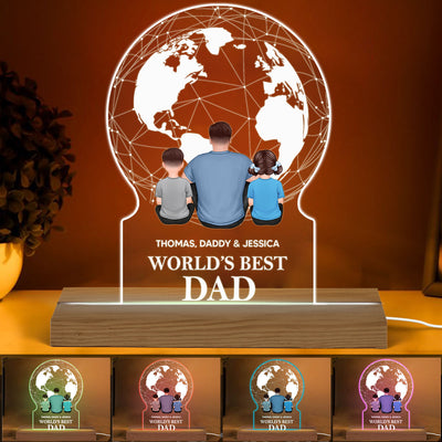 World‘s Best Dad Grandpa Sitting Back View Personalized Acrylic Custom Shape LED Night Light