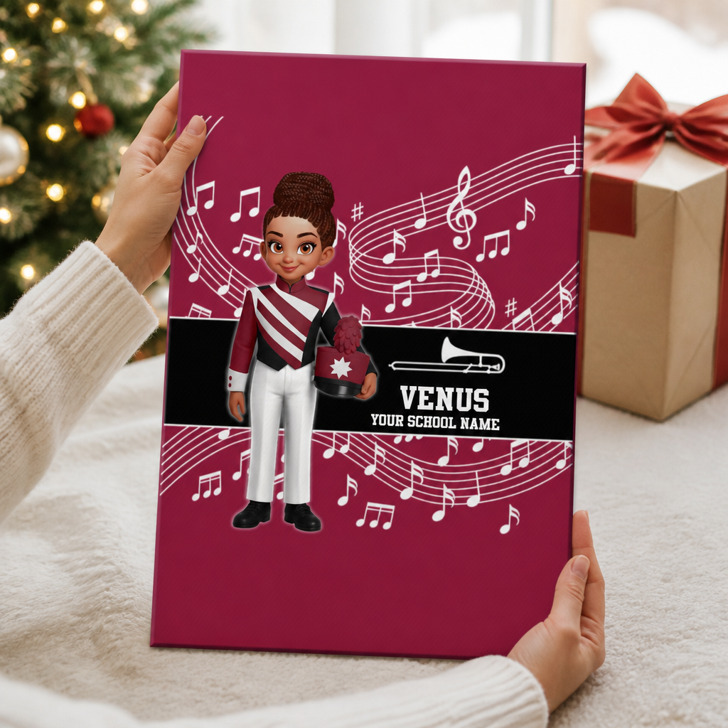 Custom Music Marching Band, Orchestra, Personalized Name, Color, School, Instrument, Trumpet, Clarinet, Tuba, Violine - Personalized Canvas - Christmas Gift For Son, Grandson, Daughter, Granddaughter