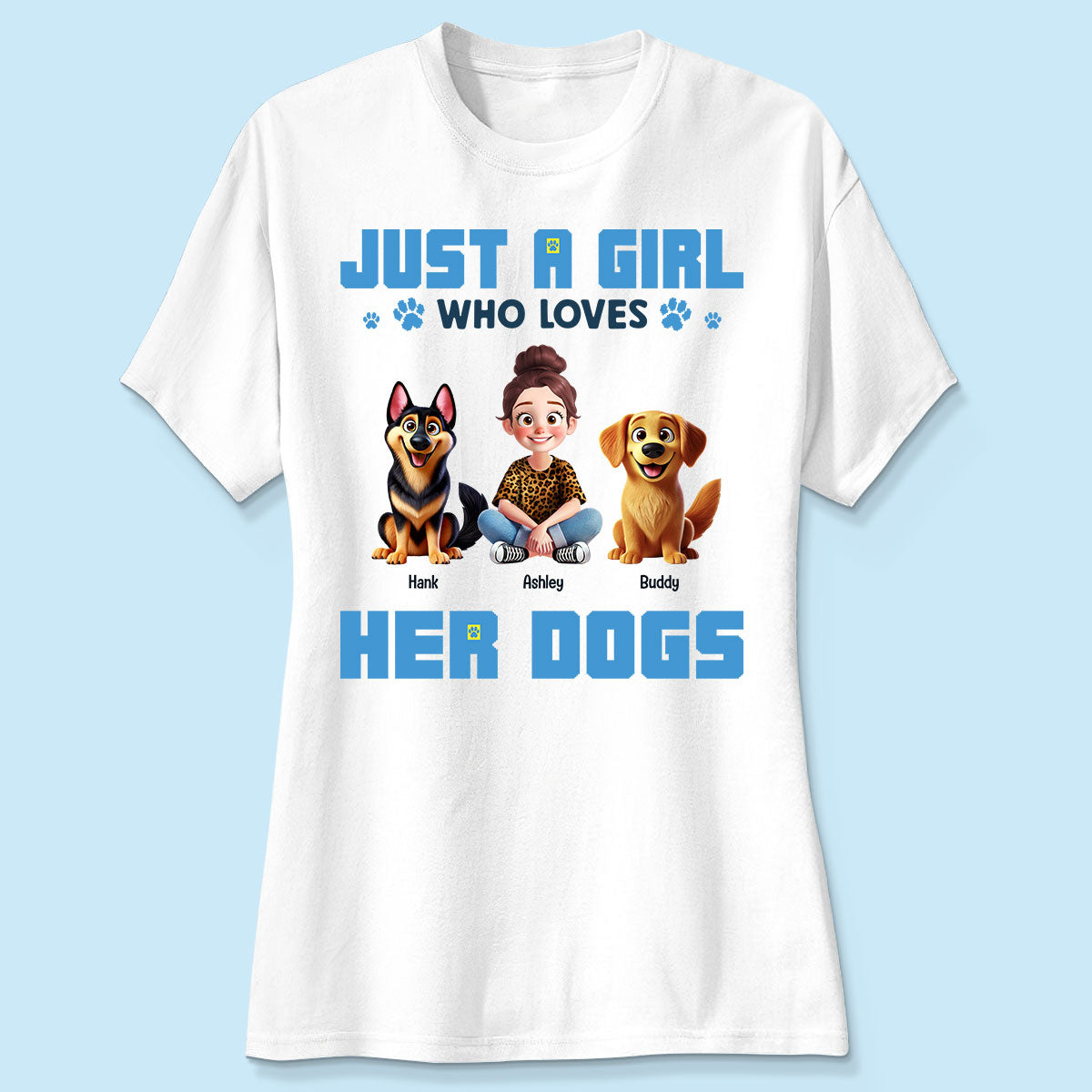 Animation Cartoon Just A Girl Who Loves Her Dogs Personalized Shirt, Gift For Dog Lovers