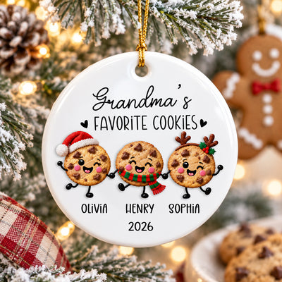 Grandma Favorite Cookies 2D Flat - Personalized Ceramic Ornament - Christmas Gift For Grandma