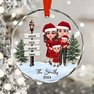 Family Standing Vintage Lamp Post Signs Personalized Glass Ornament, Christmas Decoration, Christmas Gift For Family