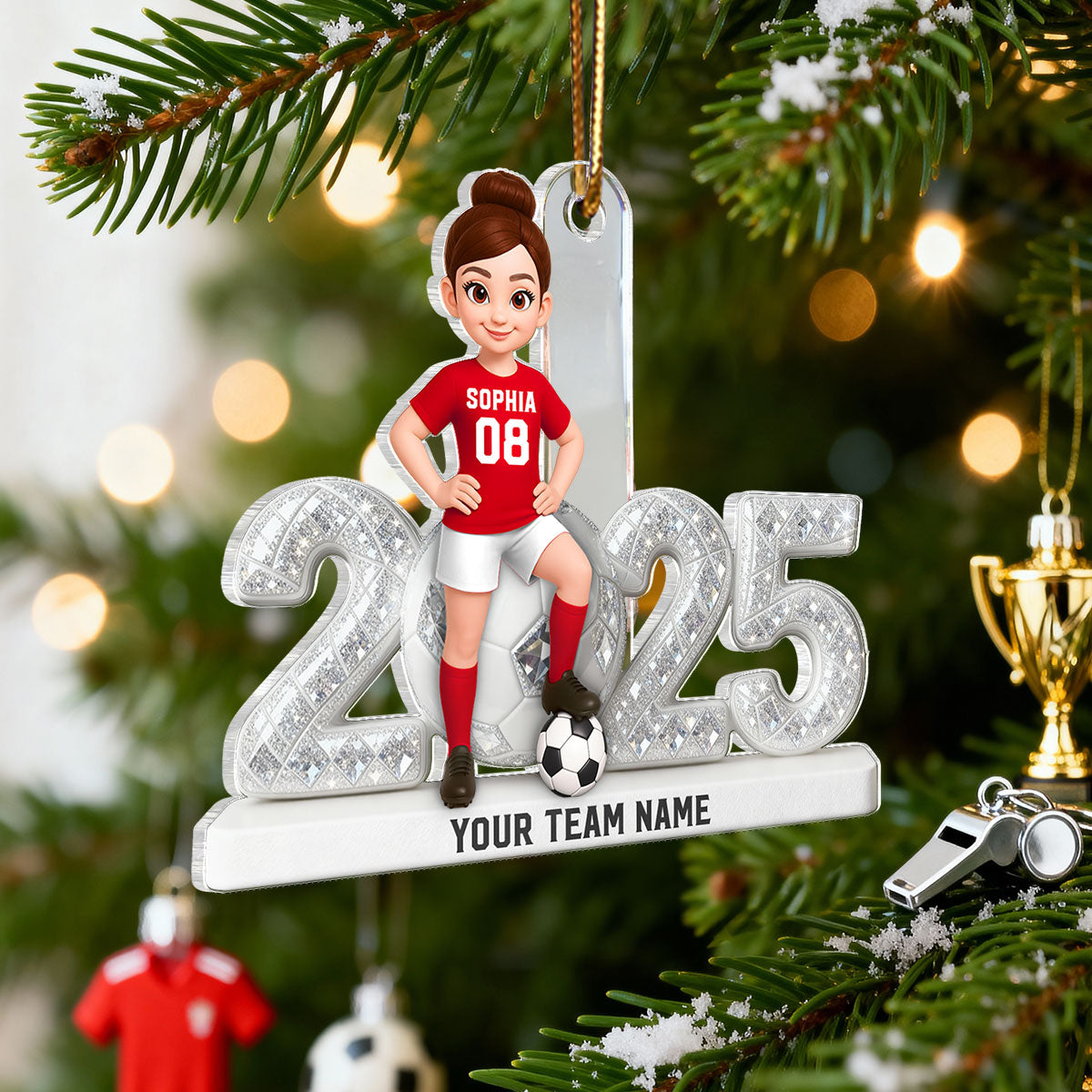 3D Shining Effect Christmas Soccer Player - Personalized Acrylic Ornament - Christmas Gift For Soccer Players