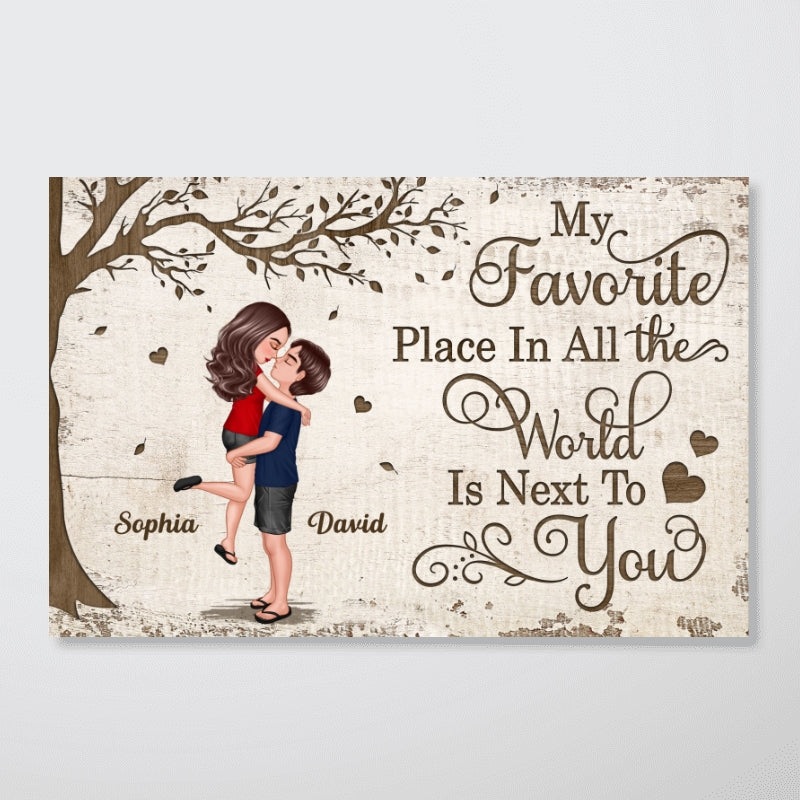 Favorite Place In The World Couple Hugging Kissing Summer Personalized Poster