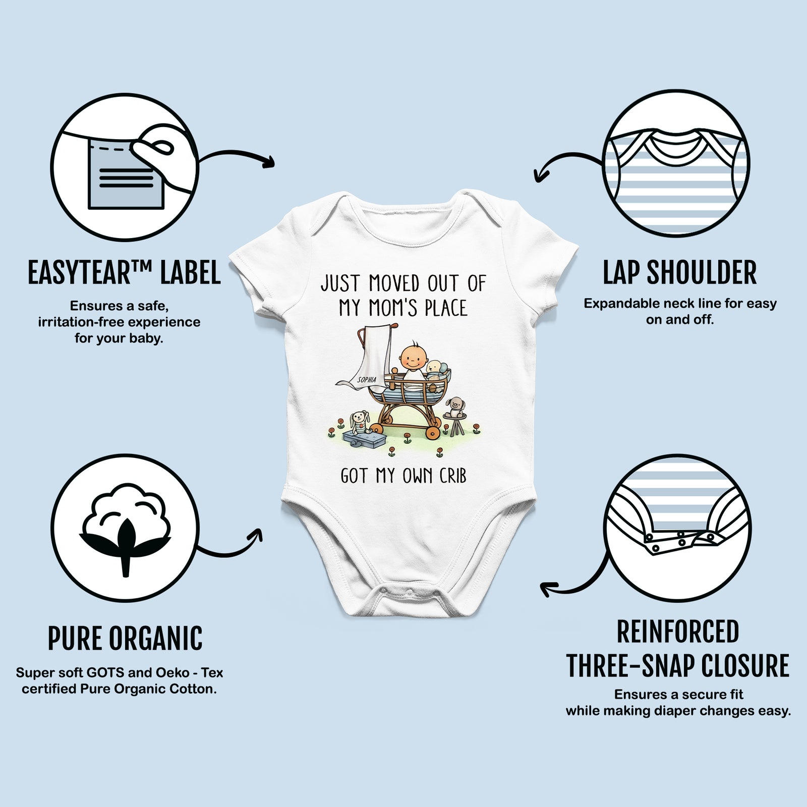 Just Moved Out Of My Mom's Place Got My Own Crib Personalized Baby Onesie Baby Shirt