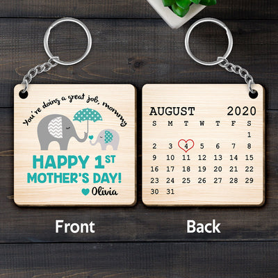 Great Job Mommy Mother‘s Day Gift New Born New Mom Personalized Wooden Keychain