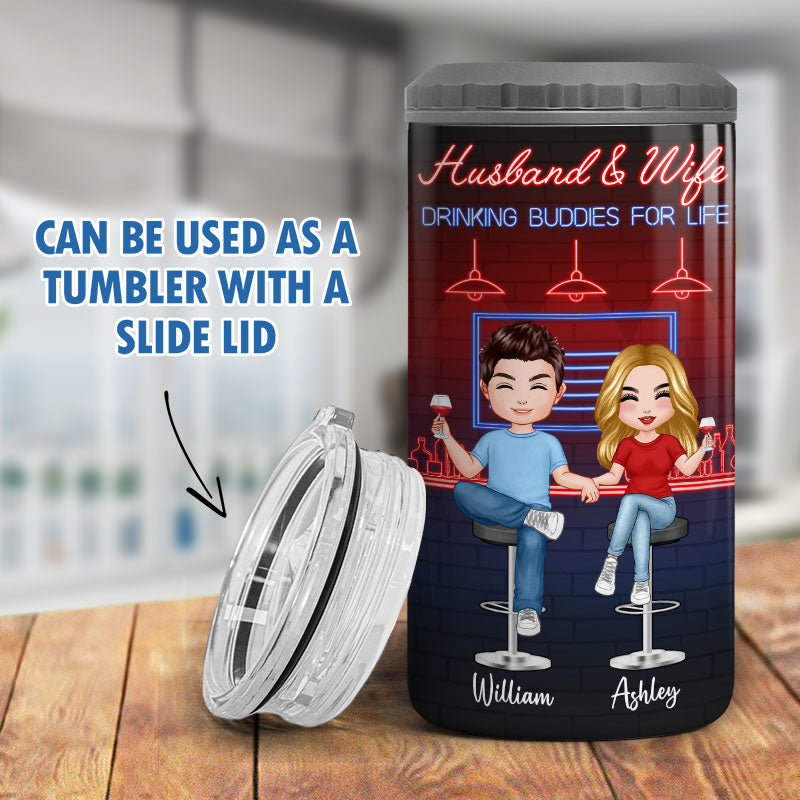 Here‘s To Another Year Funny Drinking Couple Multiple Use Tumbler - Personalized 4 In 1 Can Cooler -  Day’s Gift For Him For Her
