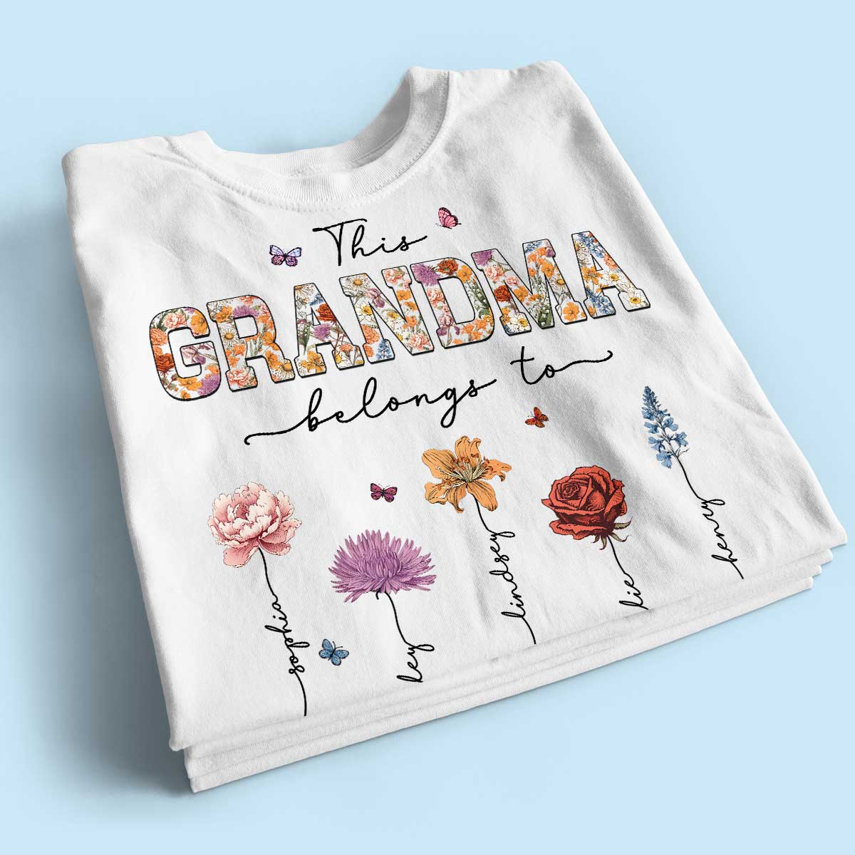This Grandma Belongs To Vintage Birth Month Flowers Personalized Shirt