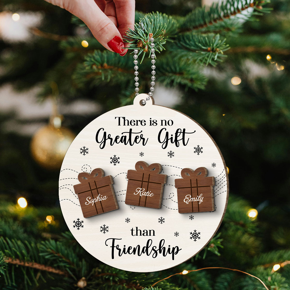 Friendship Siblings Family There Is No Greater Gift Personalized 2-Layer Wooden Ornament