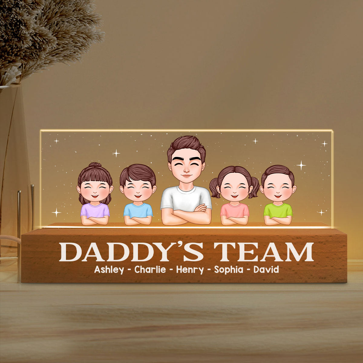 Daddy‘s Team Personalized Acrylic Block LED Night Light