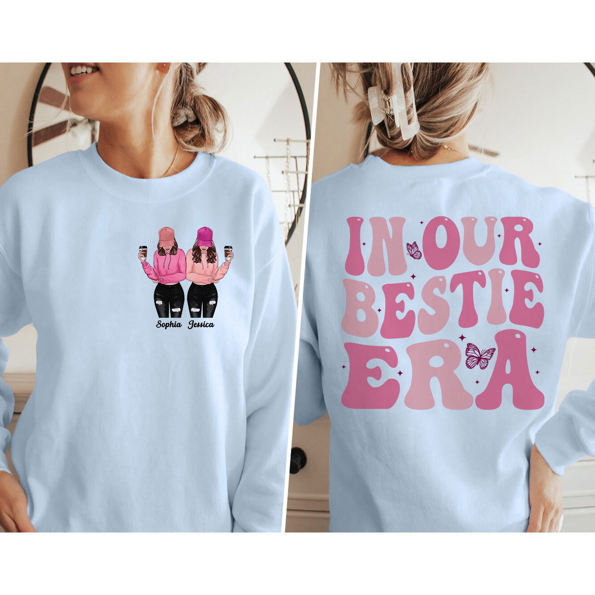 In Our Bestie Era Unique Gift For Best Friends Personalized Double Sided Sweatshirt