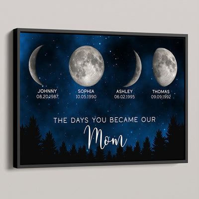 Galaxy Night The Days You Became Our Mom Birthday Moon Phase - Personalized Poster - Gift for Mom, Gift for Grandma, Gift for Wife