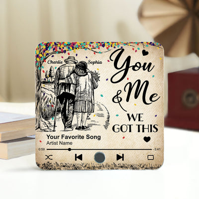 Colorful Tree Old Couple Walking Personalized Music Fridge Magnet, Heartfelt Gift For Couple, For Him, For Her, Boyfriend, Girlfriend, Husband, Wife