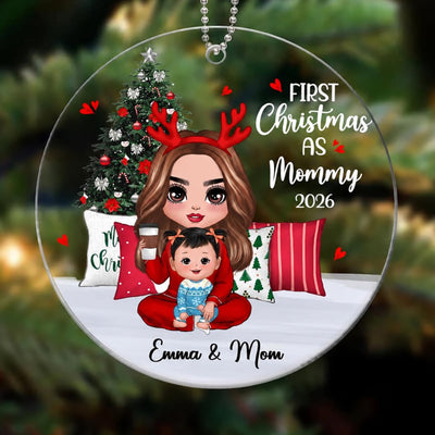 Pajama Doll Mom Grandma And Baby Personalized Acrylic Ornament