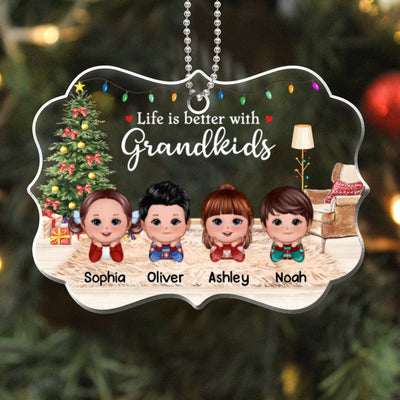 Better With Grandkids Chin On Hands Personalized Acrylic Ornament