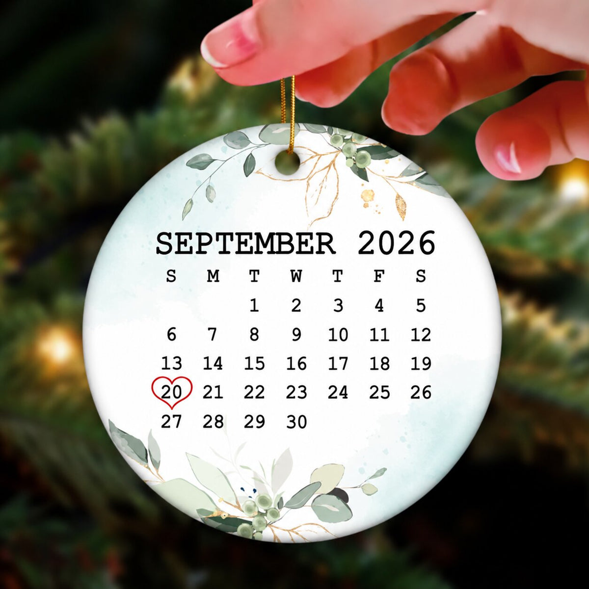 Our First Christmas Engaged Ornament, Custom Photo Ornament Calendar Christmas Gift for Couple, Engagement Gifts Personalized 2-Sided Circle Ornament