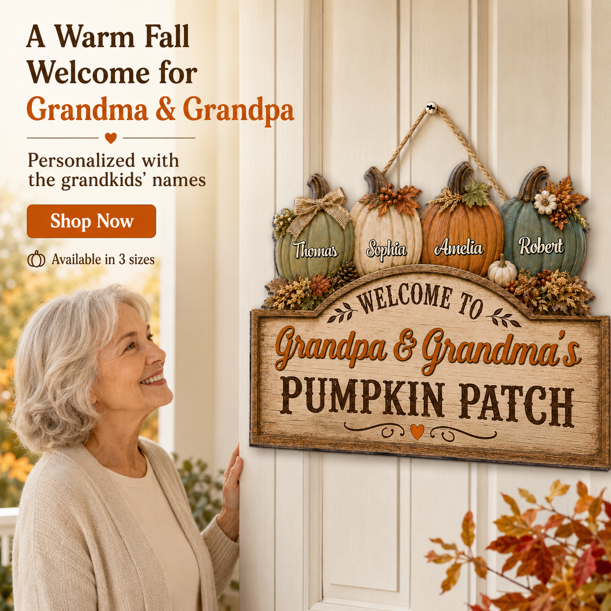 Welcome To Grandma Grandpa Pumpkin Patch 2D Flat - Personalized Door Hanger