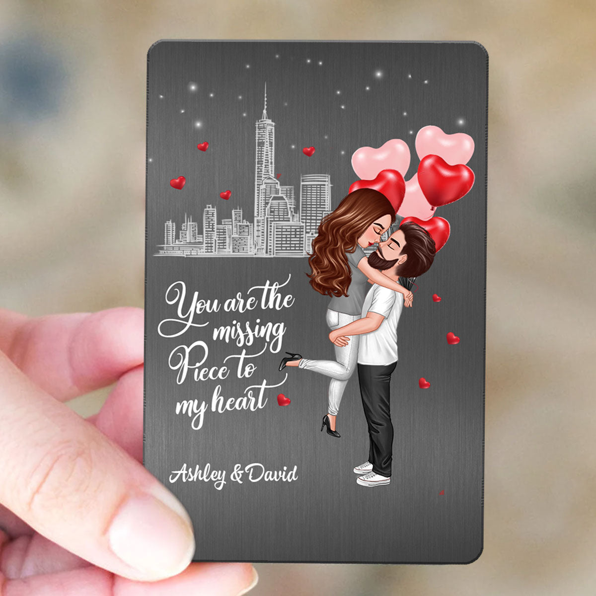 The Missing Piece To My Heart Couple Personalized Metal Wallet Card