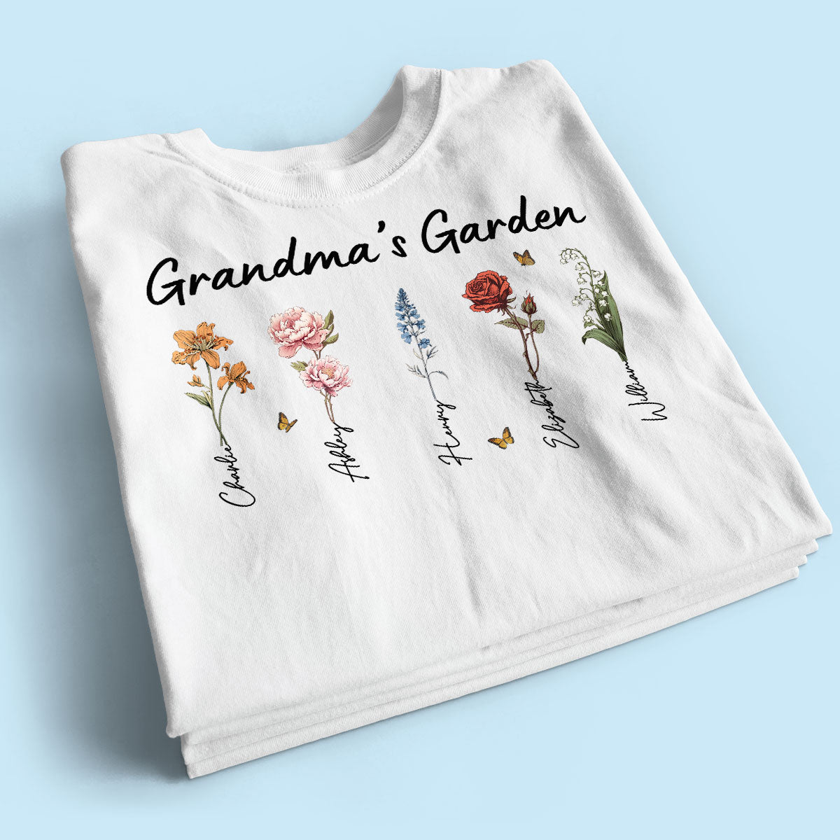 Grandma‘s Garden Vintage Birth Month Flower Personalized Shirt, Heartfelt Gift For Grandma, Mom, Auntie
