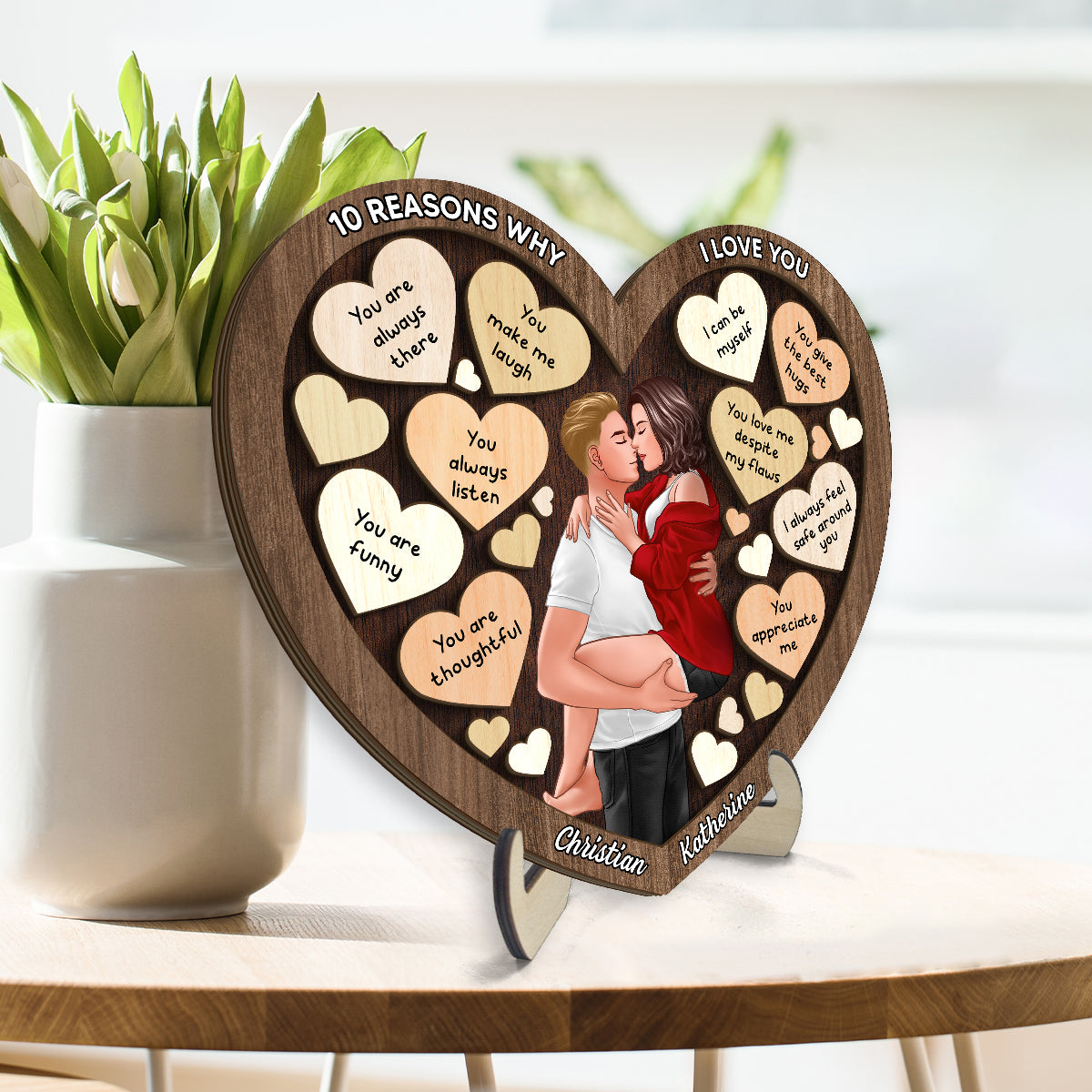 Couple Kissing Passionate In Heart Reasons Why I Love You,  Gift For Him, For Her