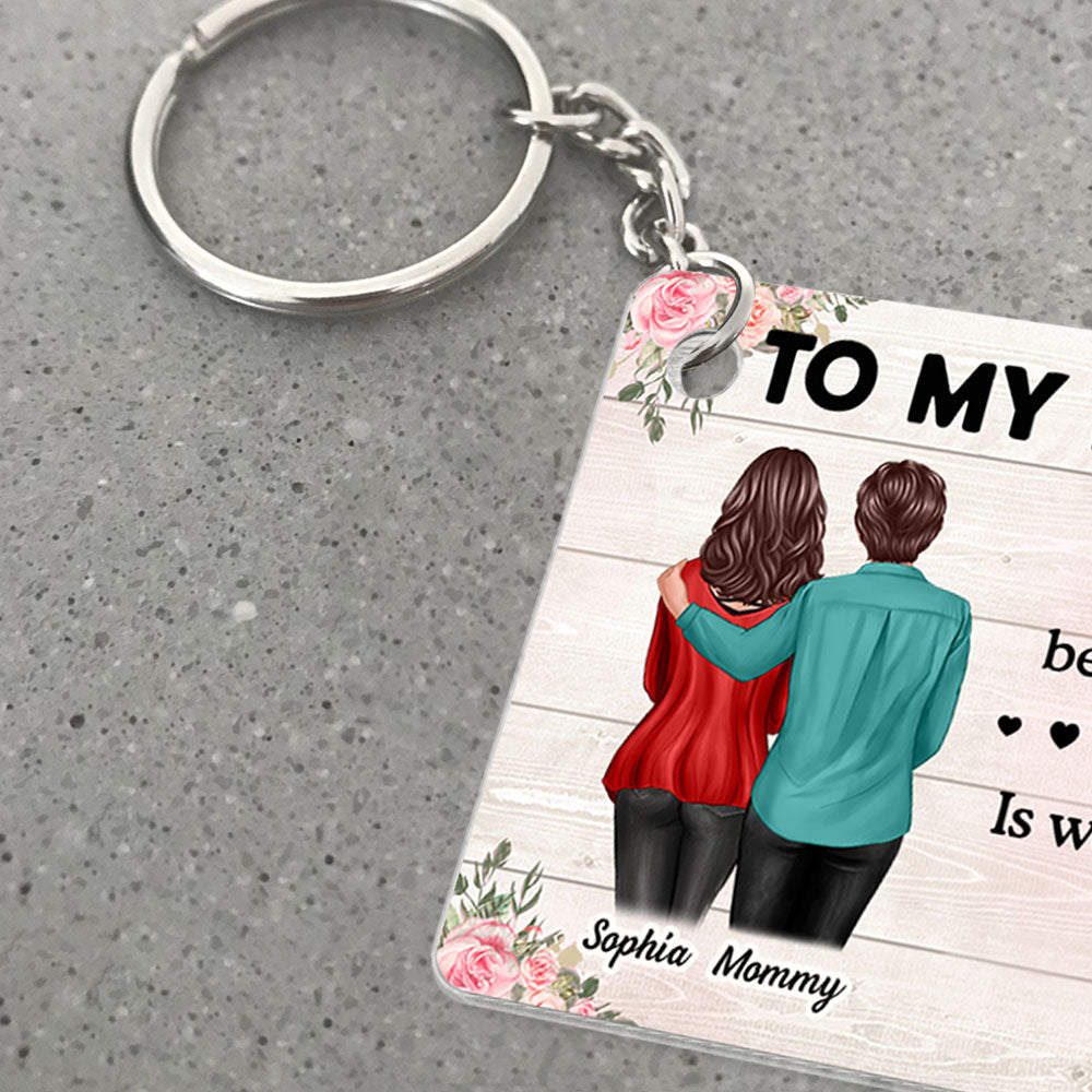 To My Daughter From Mom - Personalized Acrylic Keychain - Heartfelt Gift For Daughter