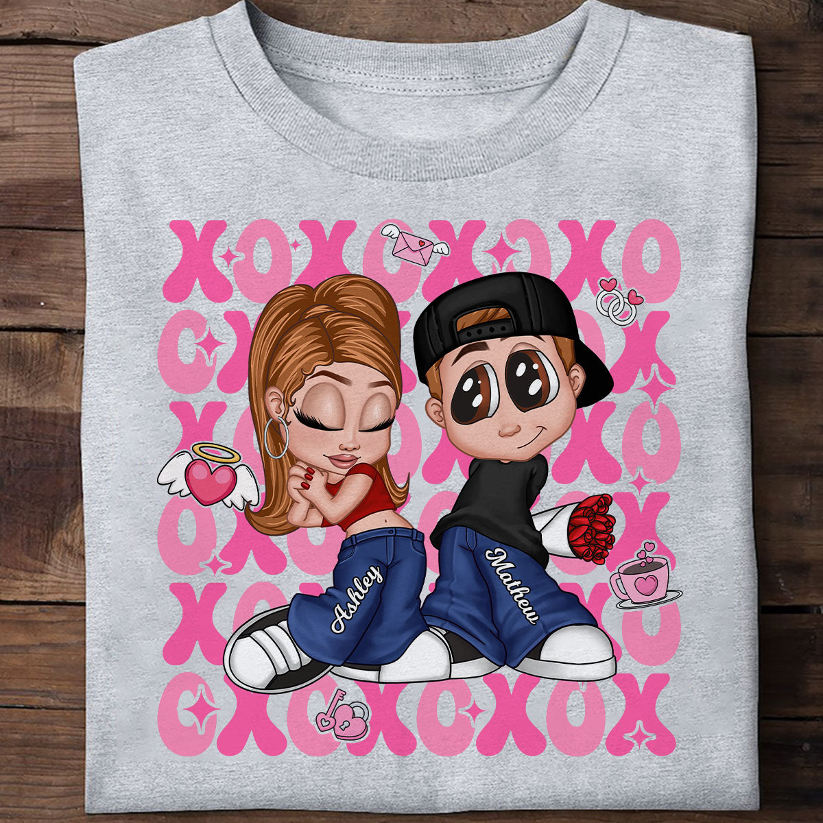 XOXO Y2K Couple  Personalized Shirt, Gift for Him for Her