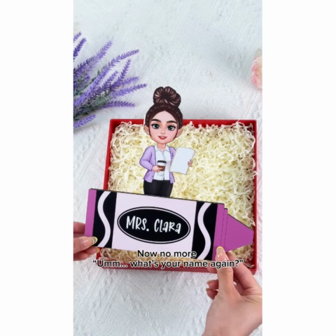 Teacher Crayon Personalized 2-Layer Wooden Plaque, Back To School Gift