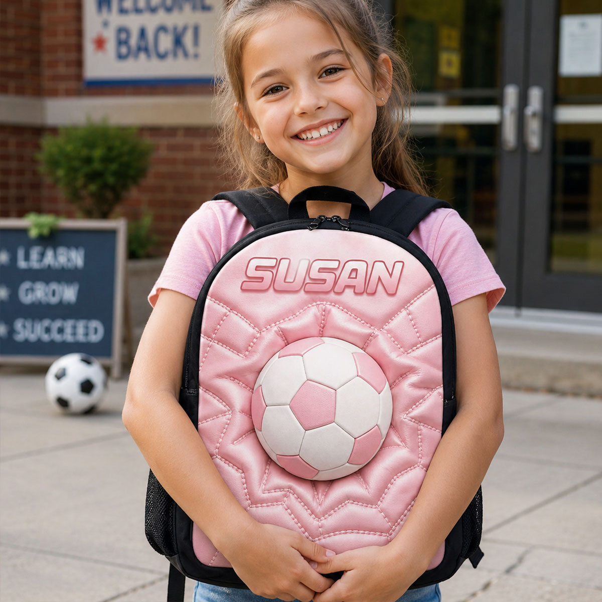 Soccer Ball Custom Name - Personalized Backpack - Back to School Trendy Design for Boys, Girls