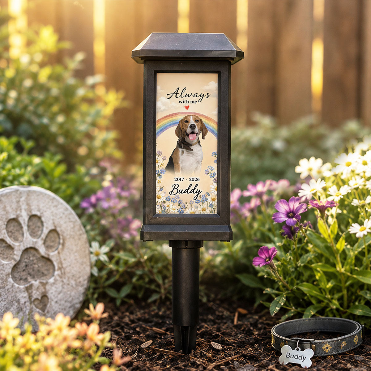 Custom Pet Memorial Photo - Personalized Solar Garden Light - Custom Dog Cat Garden Stake, Sympathy Gift