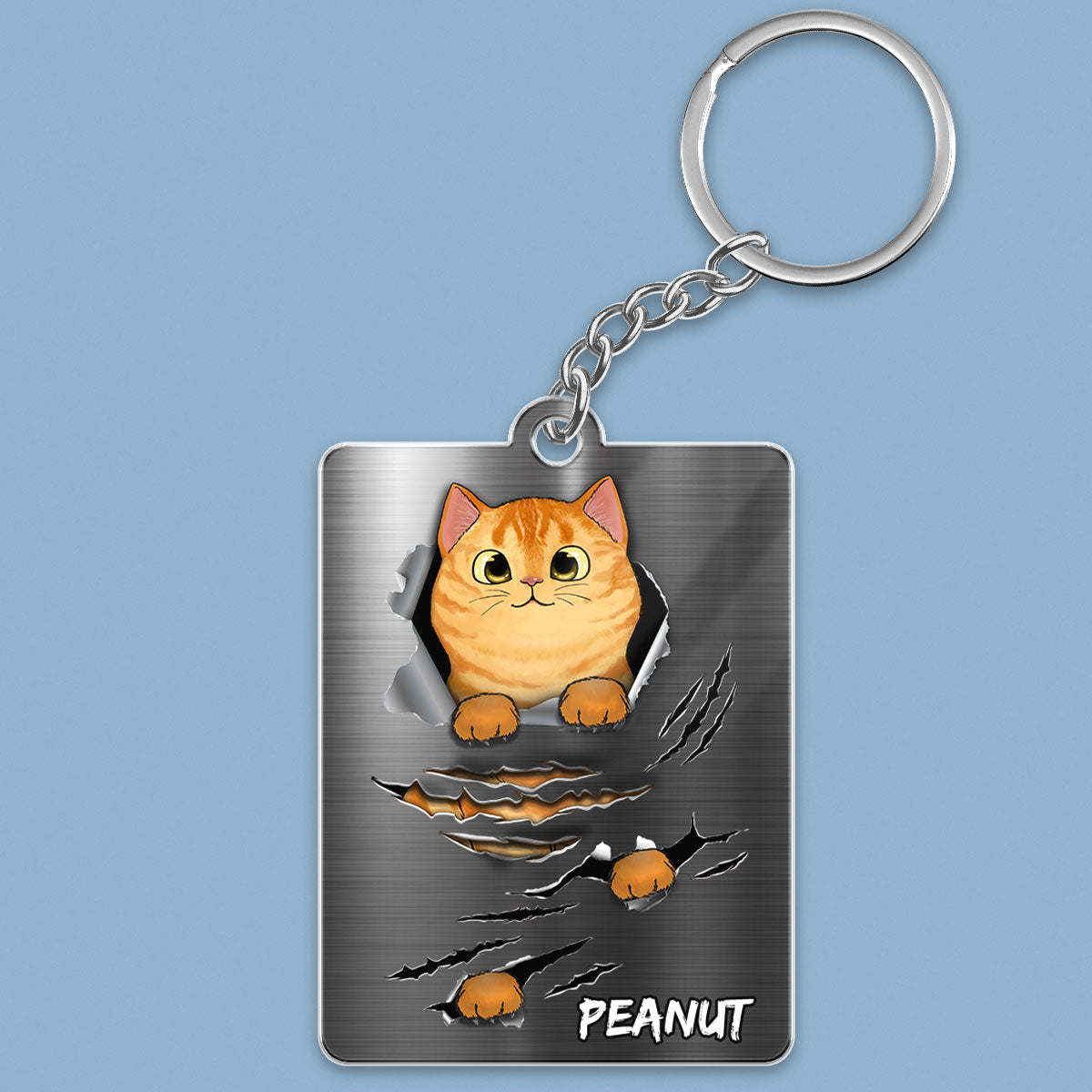 Fluffy Cats Scratch Personalized Acrylic Keychain