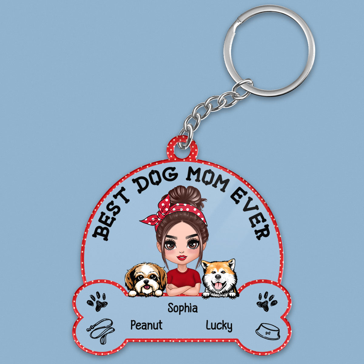 Best Dog Mom Ever Doll Woman & Dog Personalized Acrylic Keychain