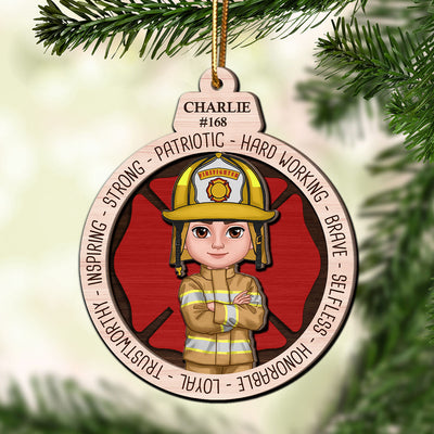Proud Occupation Appreciation Gift For Police Firefighter Nurse Personalized 2-Layer Wooden Ornament