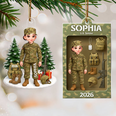 Military Action Figure - Personalized Acrylic Ornament - Special Gift For The Military